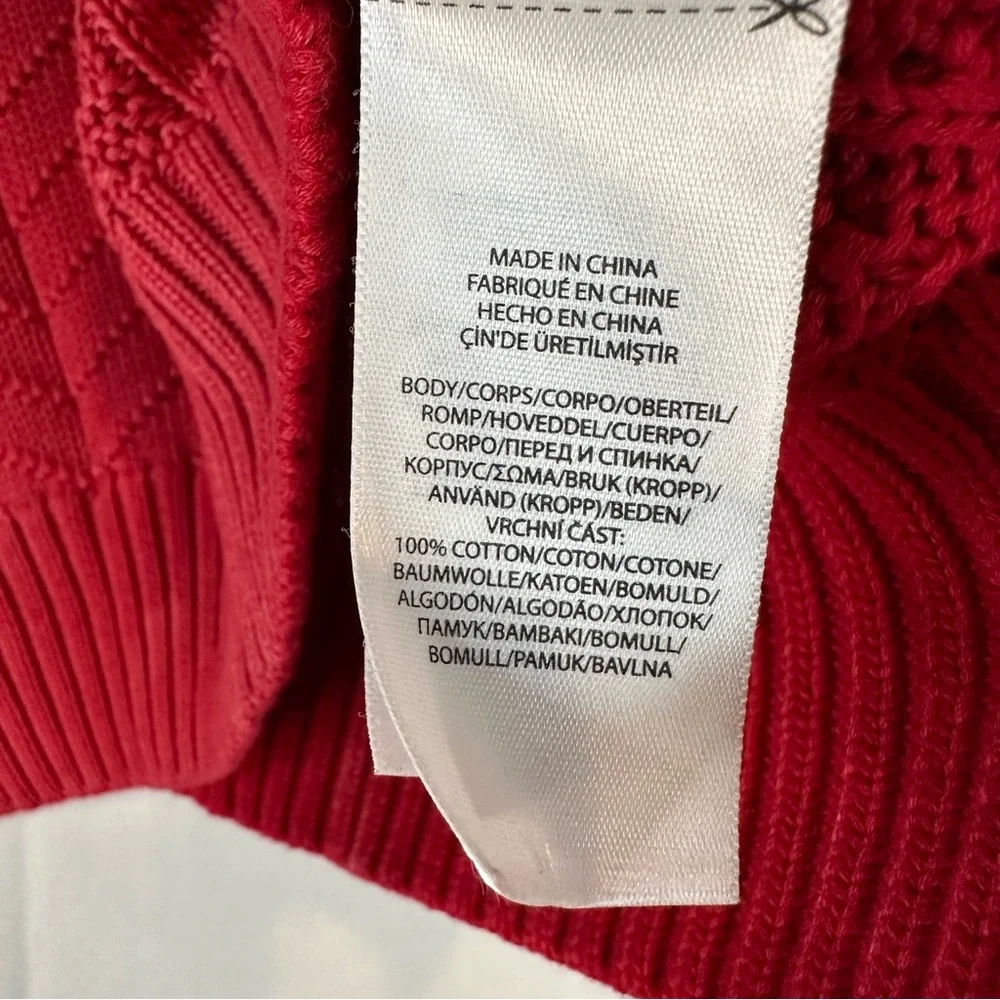 POLO RALPH LAUREN Men’s Size M Sweater Crew Neck Cotton Pullover Red Cable Knit